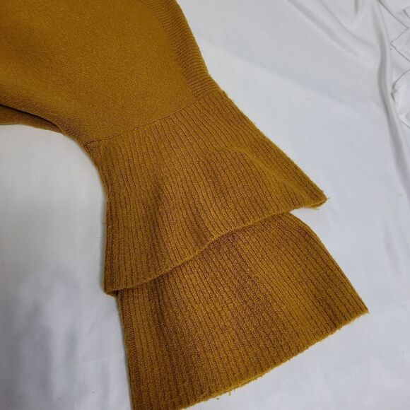 MADEWELL rust tier ruffle sleeve pullover sweater in coziest yarn M - Picture 8 of 12